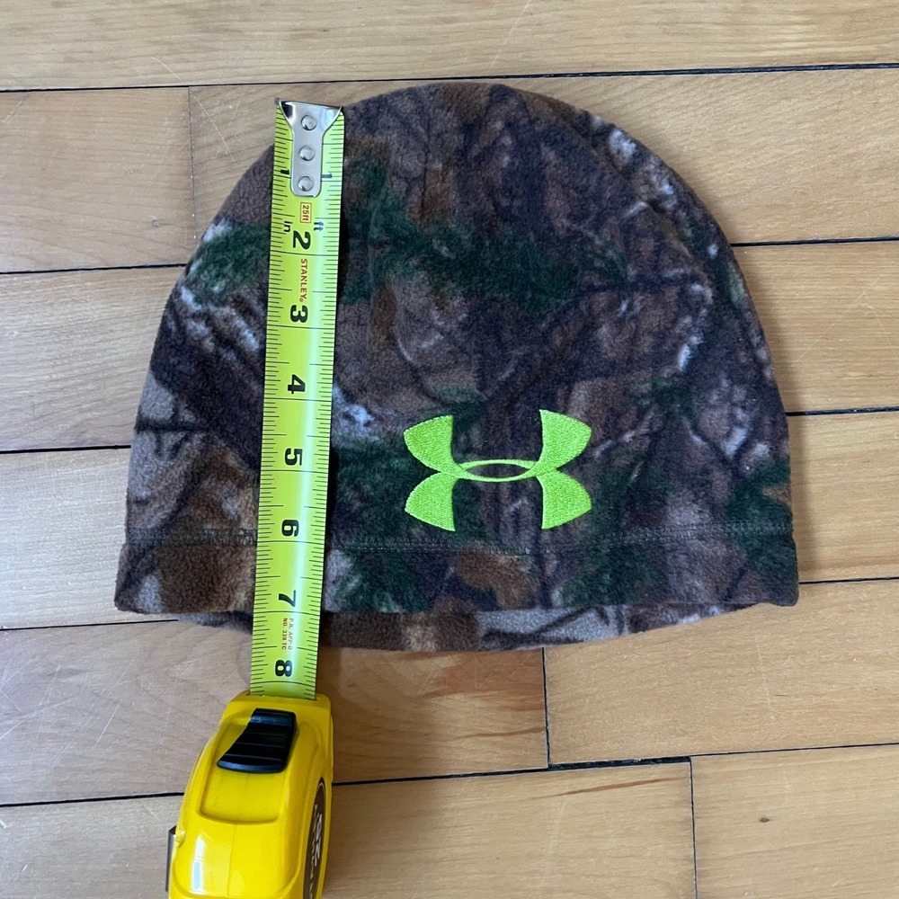 Under Armour Youth Scent Control Beanie Camo Neon Green Fleece Hunting Hat OSFA - Picture 5 of 5